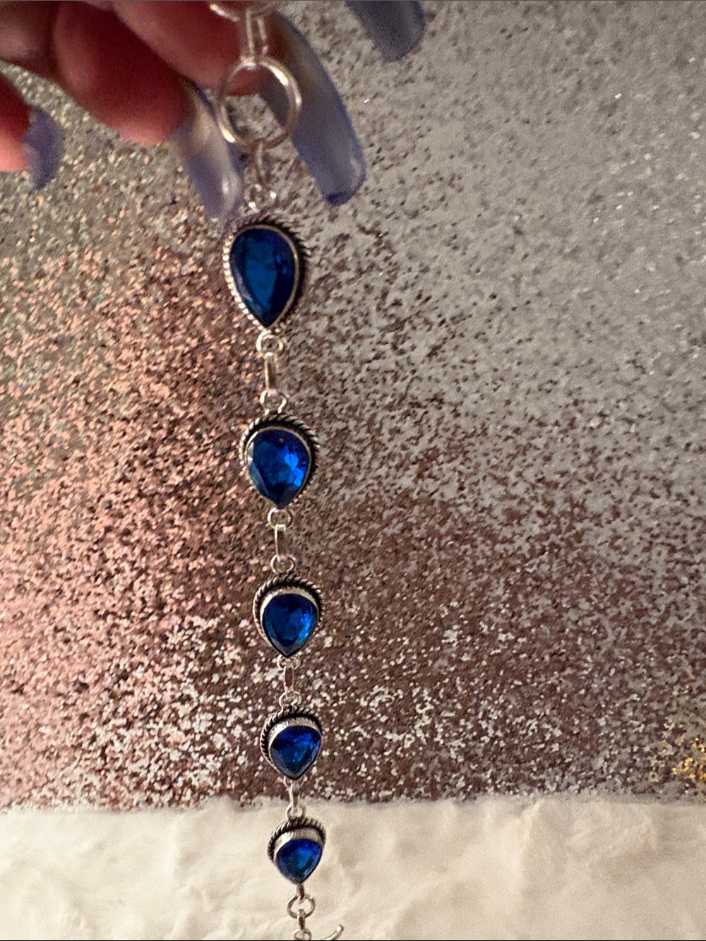 Blue Saphires Topaz Teardrop Bracelet Sterling silver.